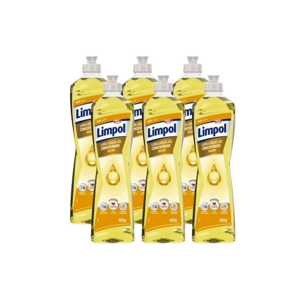 Kit Com 6 Detergentes Limpol Neutro 400G
