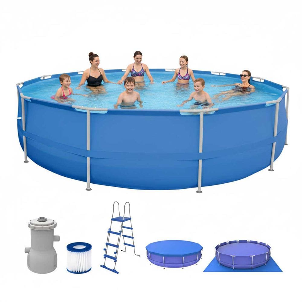 Piscina Estruturada Redonda 16925 L 4.5m Reforçada Forro Capa Escada Filtro 220V Importway Iwpi007