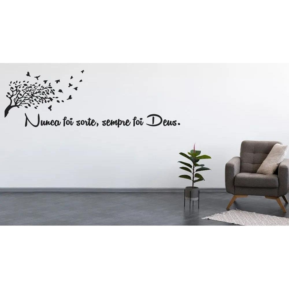 2X Adesivo De Parede Frase Nunca Foi Sorte, Sempre Foi Deus
