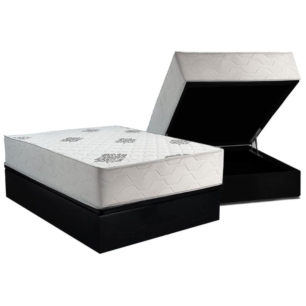Cama Box Baú Casal + Colchão Ortopédico Inovaflex Comfort Premium