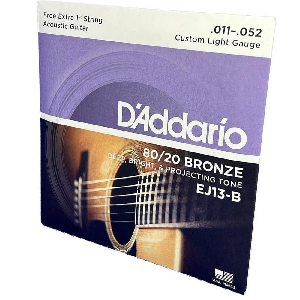 Encordoamento Violão Aço 11-52 D`Addario Bronze 80/20 Ej13-B