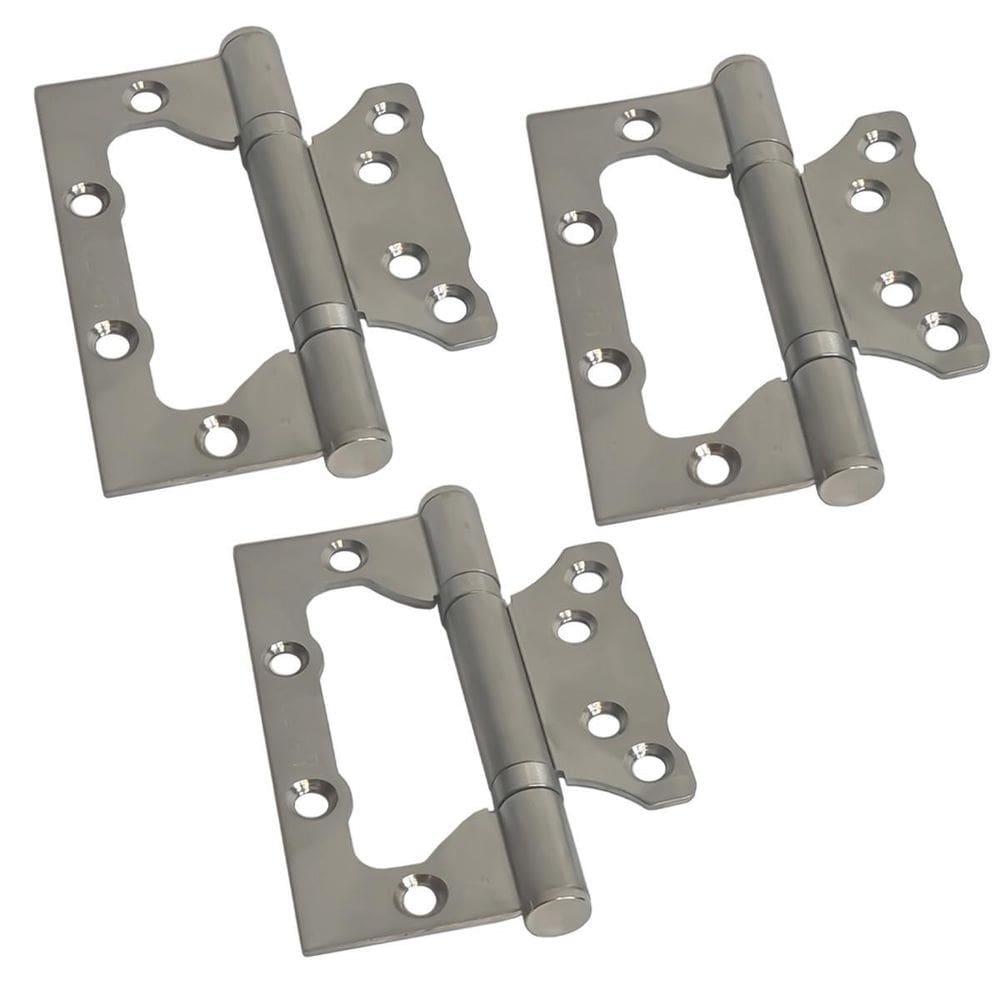 Kit 3 Dobradiça De Sobrepor 4X3 Inox Sem Rebaixo Para Porta