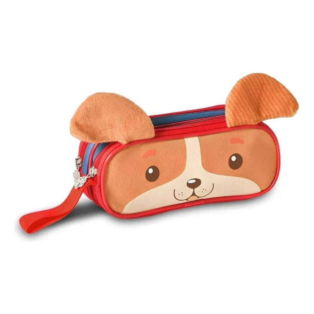 Estojo Duplo Escolar Infantil Animais Clio Pets Cachorrinho