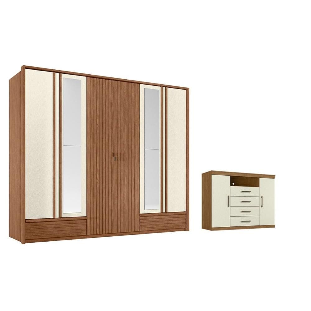 Guarda Roupa +1Cômoda QC518 Jatoba/Areia - Santos Andirá