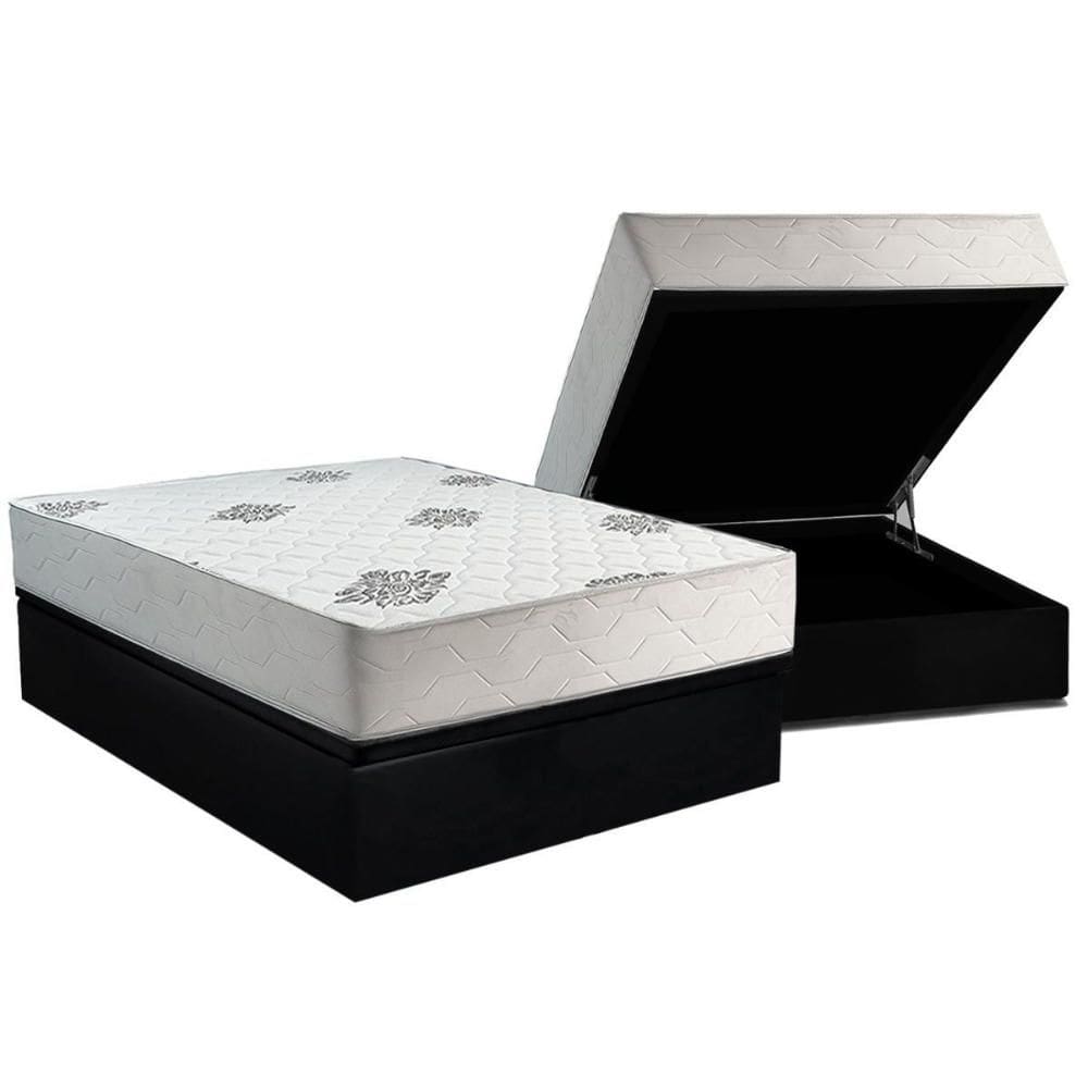Cama Box Baú Casal + Colchão Ortopédico Inovaflex Comfort Premium