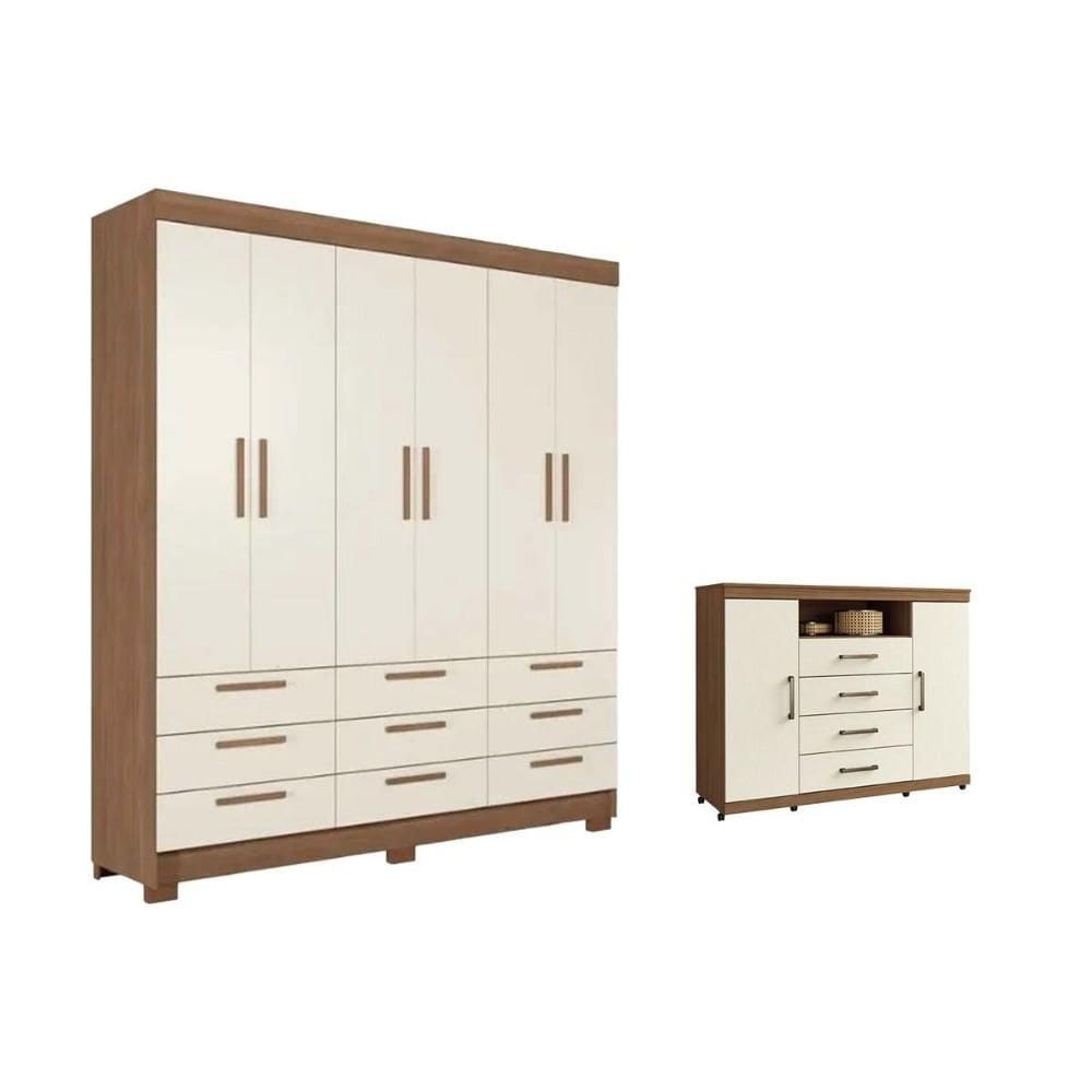 Guarda Roupa +1Cômoda QC448 Jatoba/Areia - Santos Andirá