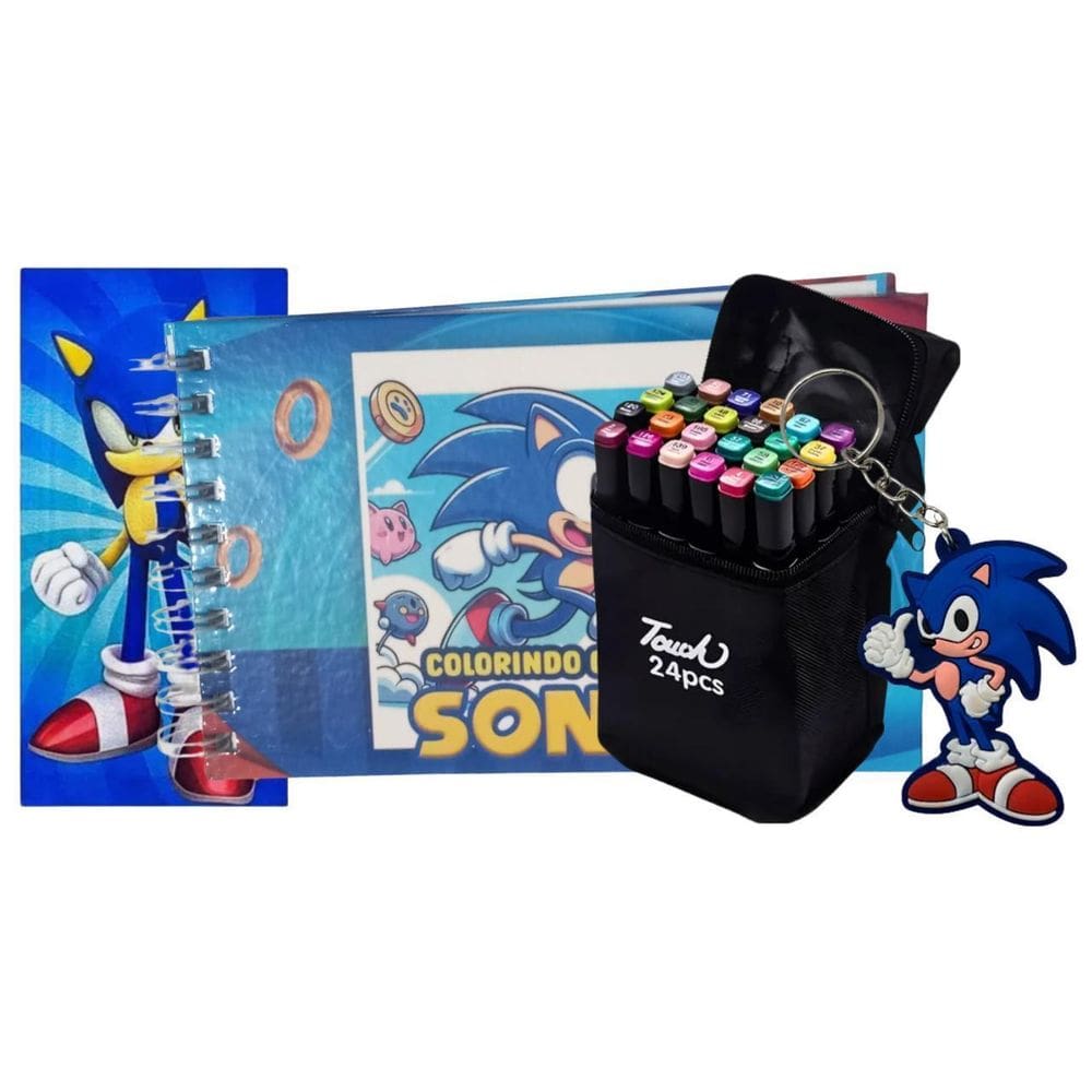 Livro Boob Goods Sonic 24 Canetinhas E Acessórios