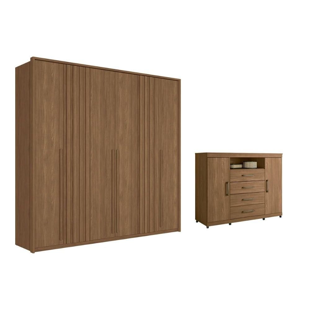 Guarda Roupa +1Cômoda QC410 Jatobá - Santos Andirá