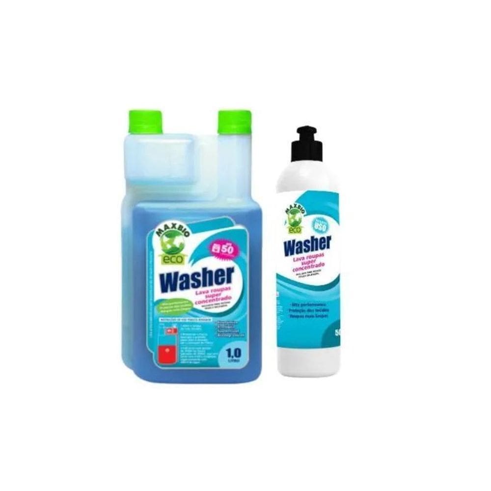 Kit Washer Lava Roupas Concentrado 1L + 1L Refil Maxbio