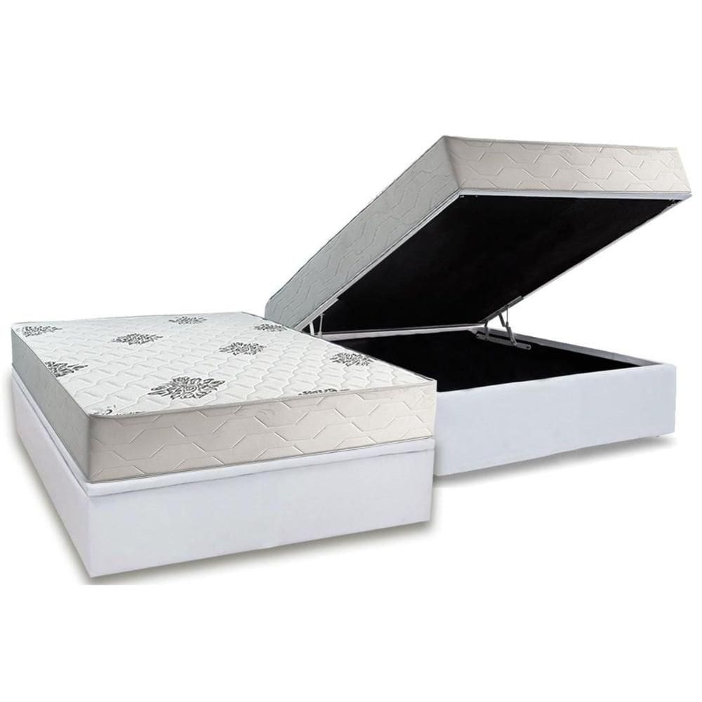 Cama Box Baú Casal + Colchão Ortopédico Inovaflex Comfort Premium