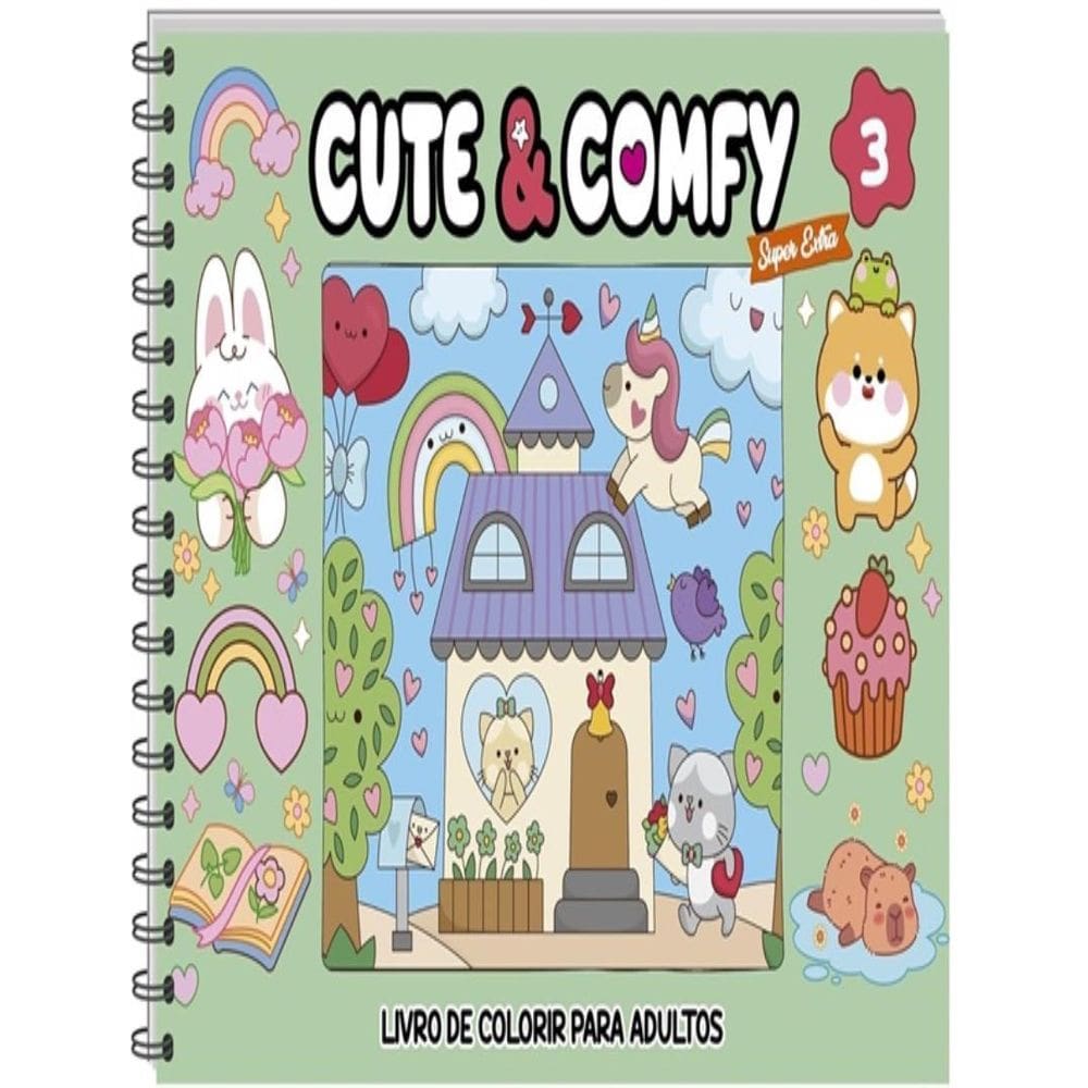 Cute Comfy Super Extra Livro Colorir Adulto Capa Dura