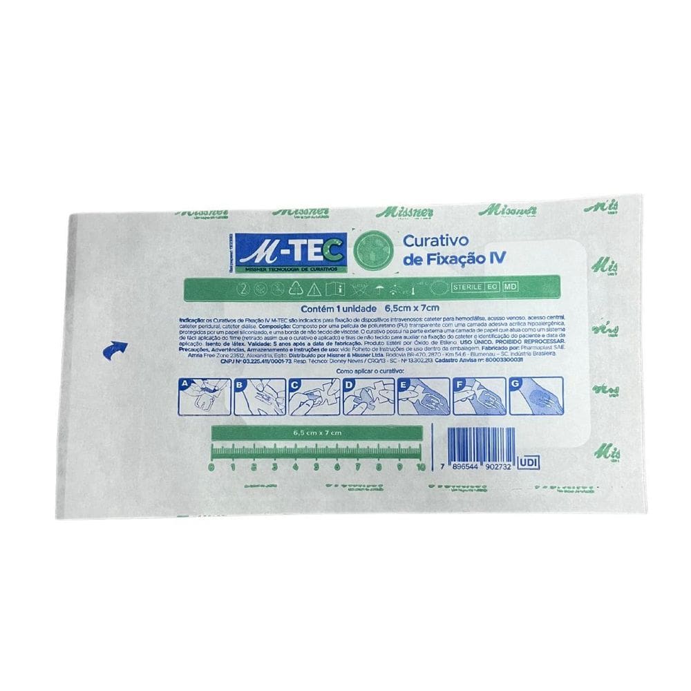 Curativo De Fixação Iv Mtec 6,5X7Cm 1 Un - Missner