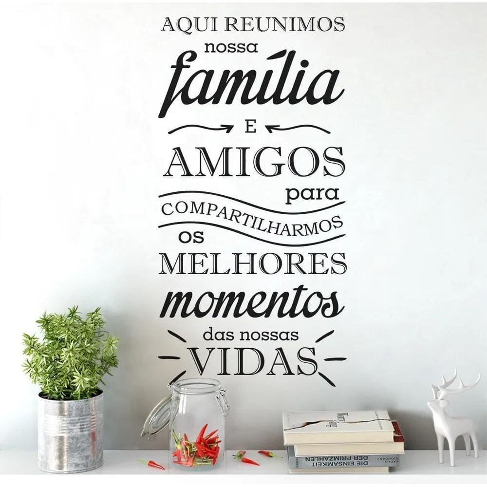 2X Adesivo Parede Aqui Reunimos Nossa Família E Amigos Cor P