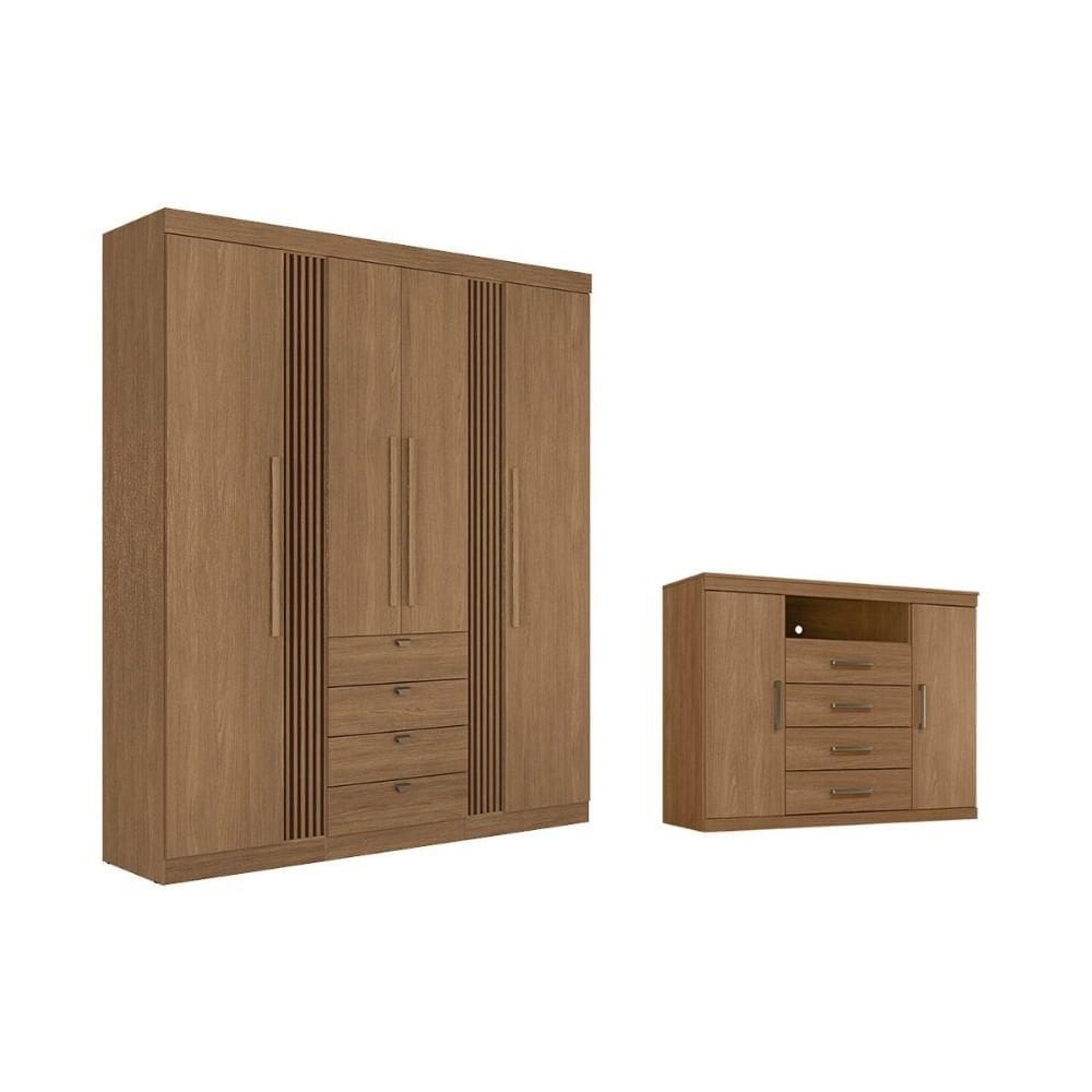 Guarda Roupa +1Cômoda QC296 Jatobá - Santos Andirá