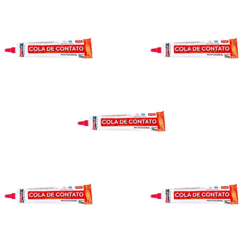 Kit 5Un Adesivo Cola De Contato Bisnaga Sapato Pisafix 75G