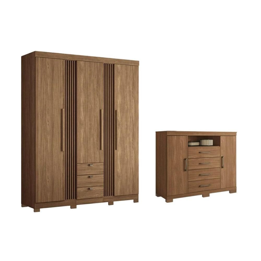Guarda Roupa 2 Peças (1GuardaRoupa+1Cômoda) QC251 Jatobá - Santos Andirá