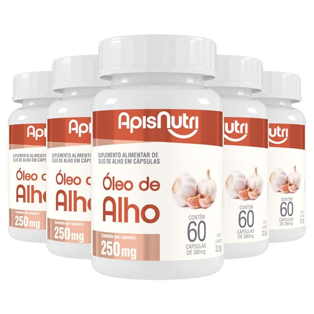 Kit 5 Óleo De Alho Apisnutri 60 Cápsulas
