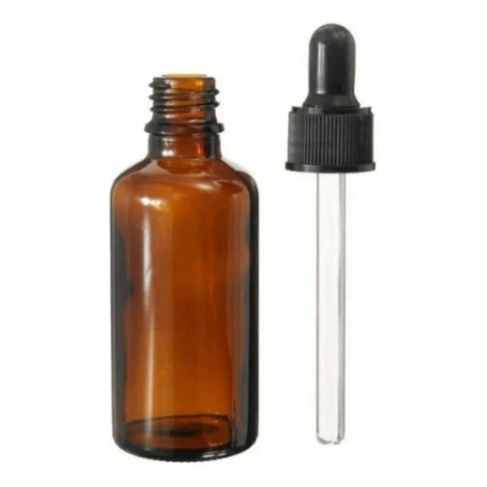 2X 50 Frasco Gotejador Conta Gotas Vidro Âmbar 50Ml Tampa Pr