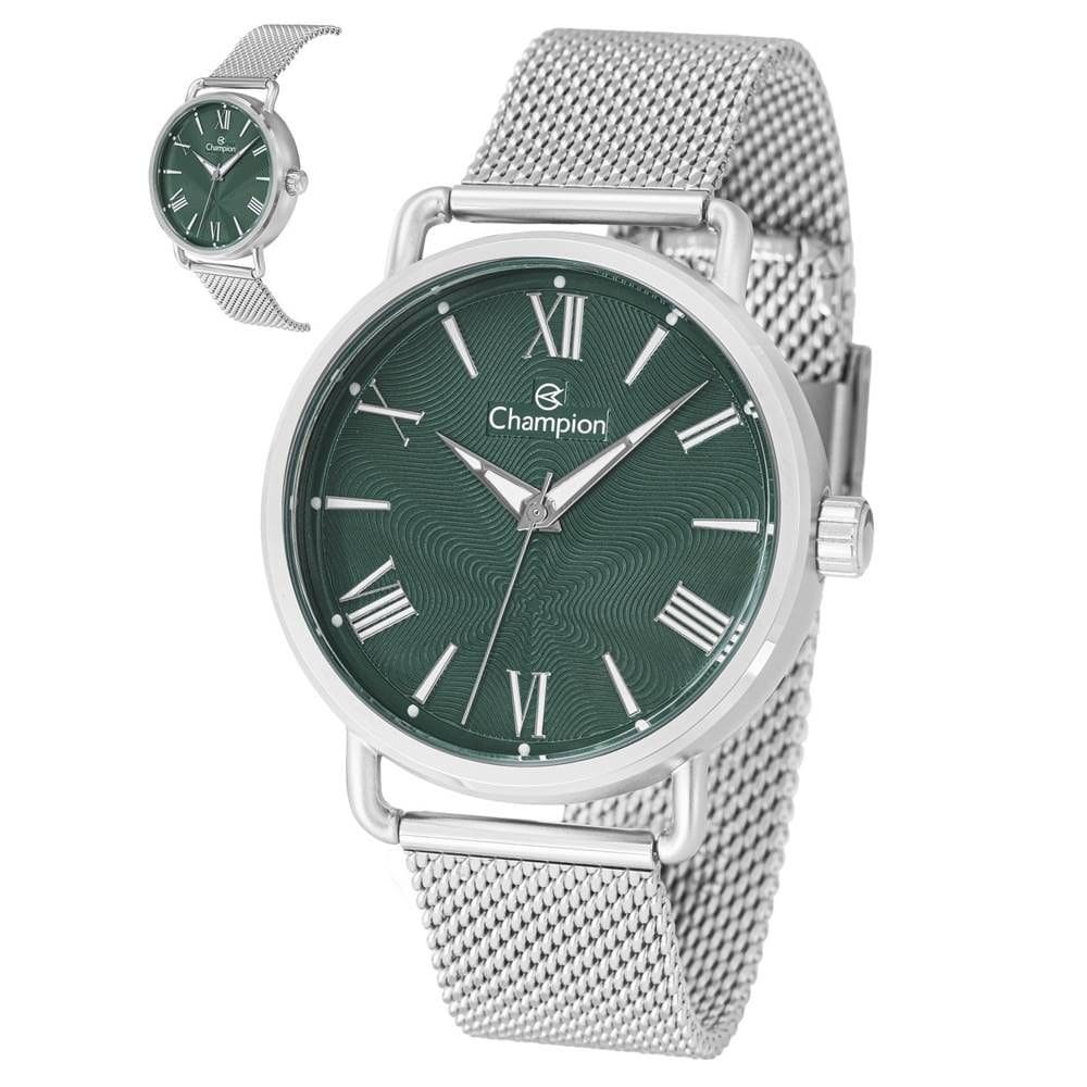 Relógio Champion Masculino Ref: Ch30251g Casual Mesh Prateado