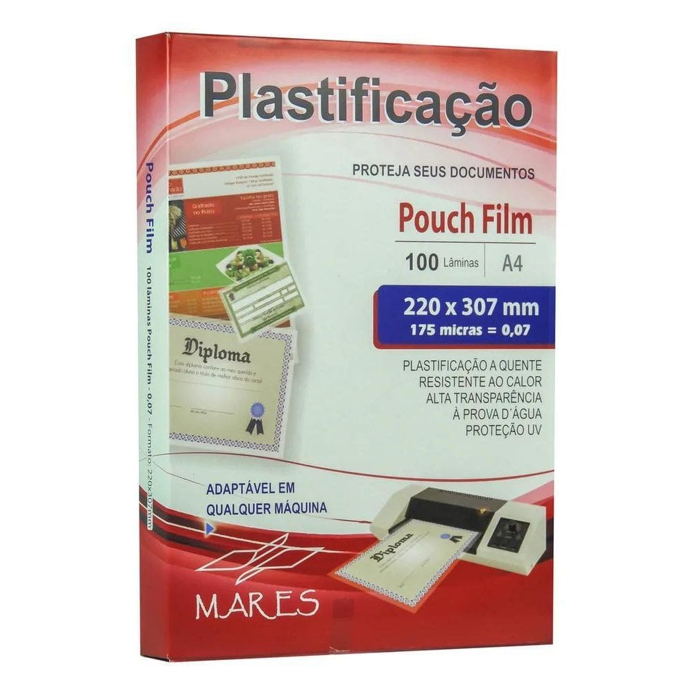 2X Plástico Para Plastificação Mares A4 220X307 0,07 100Un
