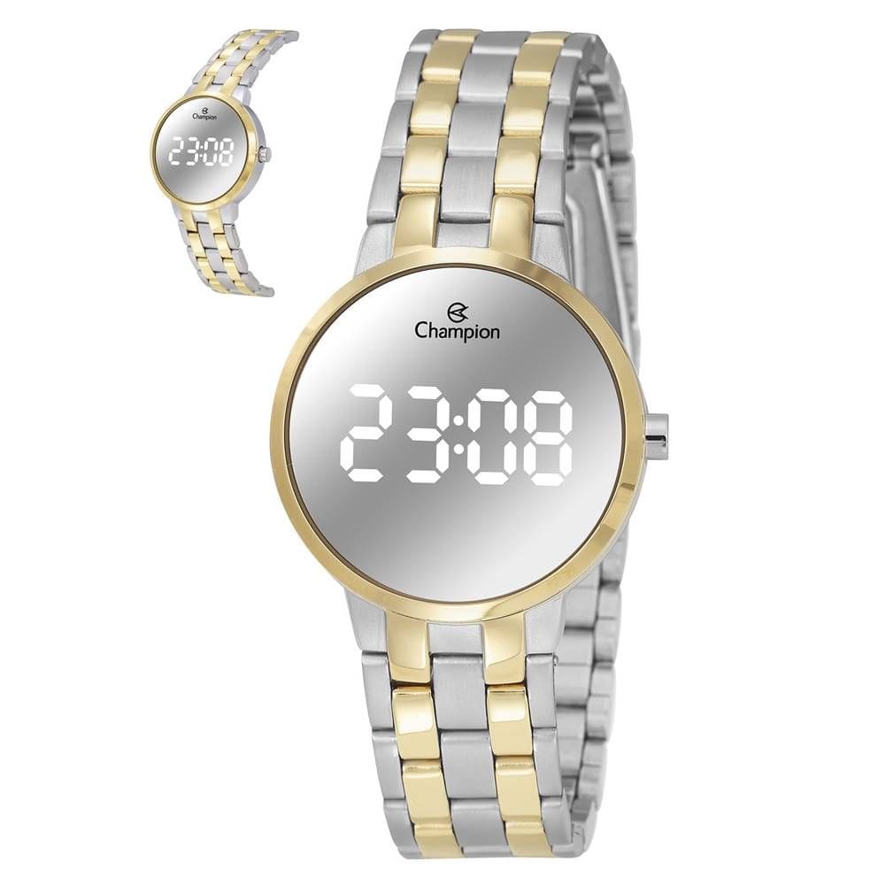 Relógio Champion Feminino Ref: Ch48153s Led Espelhado Bicolor