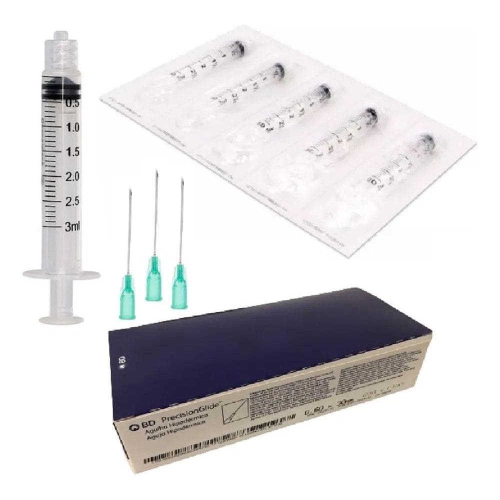2X Kit Seringa 3Ml Bd + Agulha 30X6 Pct. 100 Unids Cada