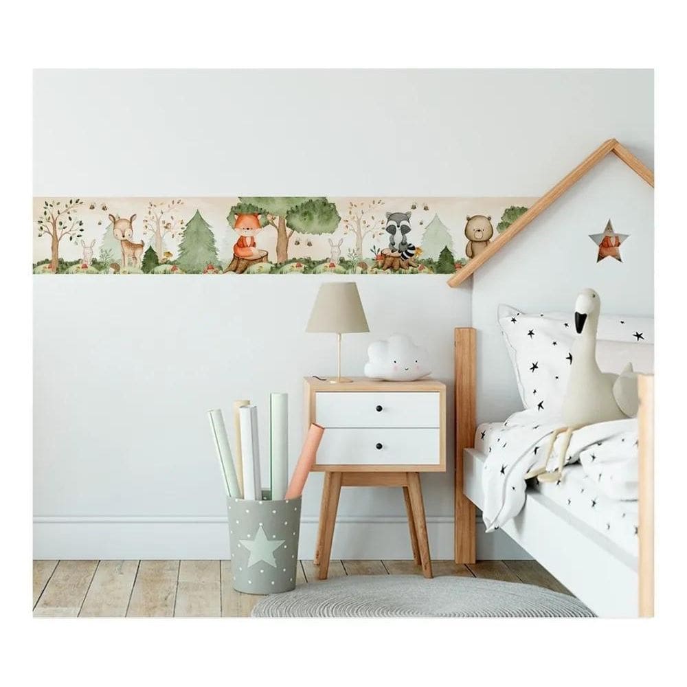 2X Faixa Decorativa Infantil Bebê Papel Parede Safári Bosque