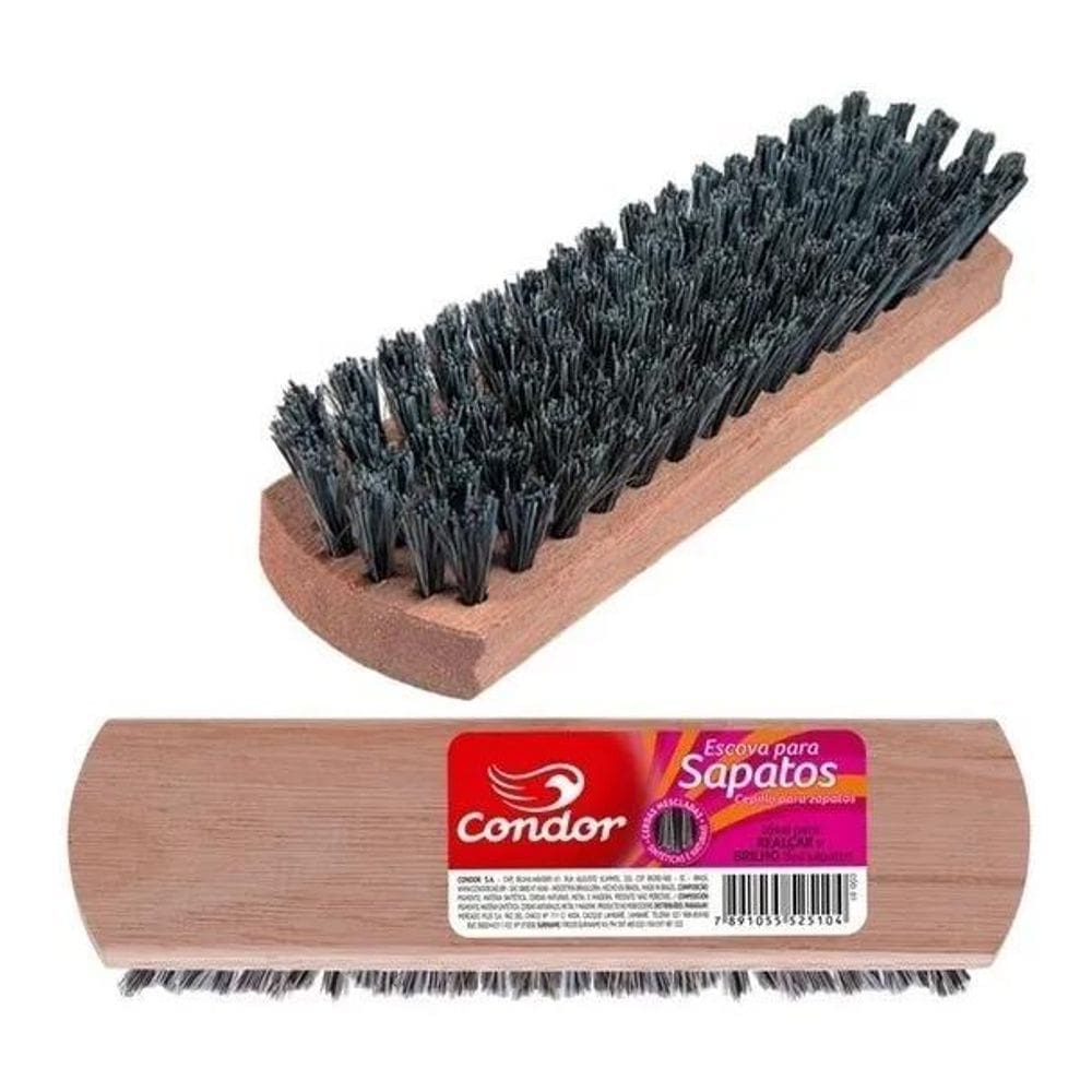 2X Escova De Sapateiro Limpa Engraxa E Lustra Tam Grande Con