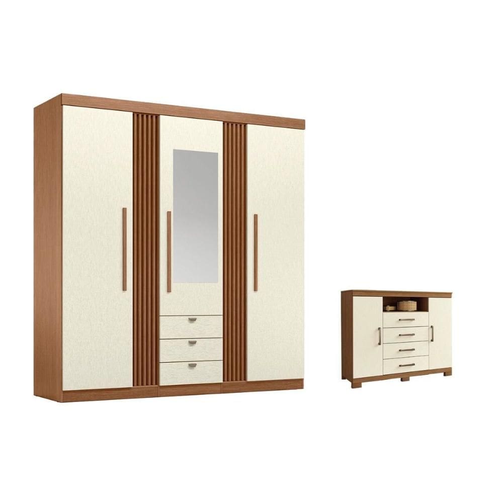 Guarda Roupa +1Cômoda QC242 Jatoba/Areia - Santos Andirá