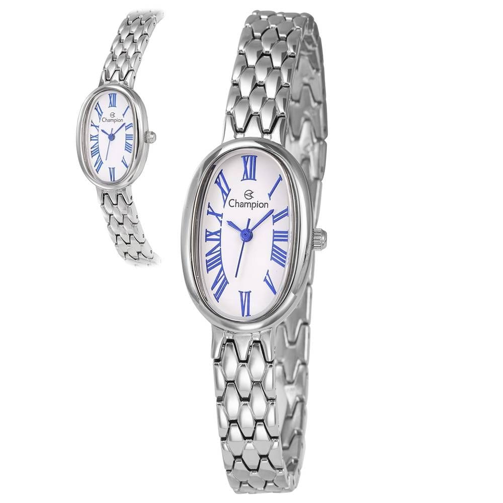 Relógio Champion Feminino Ref: Cf25812f Oval Bracelete Prateado