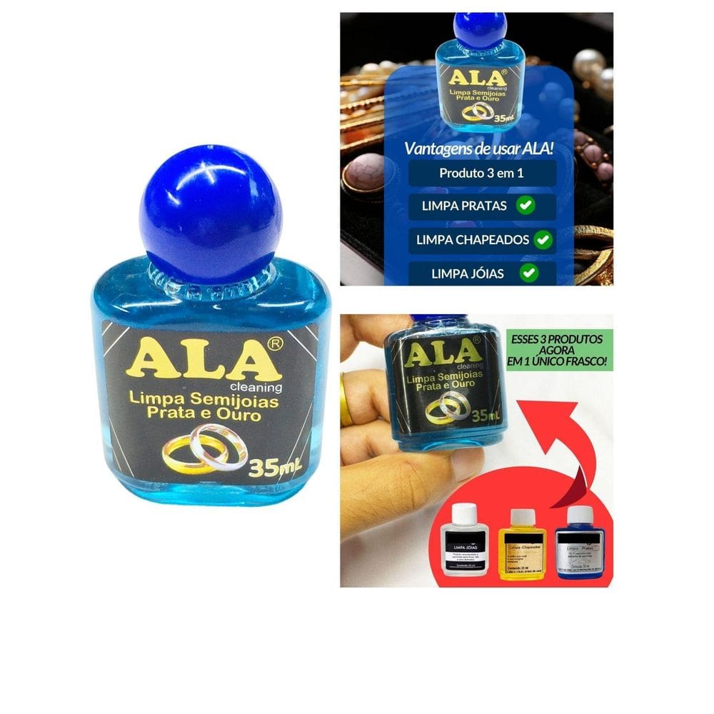 Limpa Ouro Prata 925 Chapeado Ala 35Ml Liquido Limpador