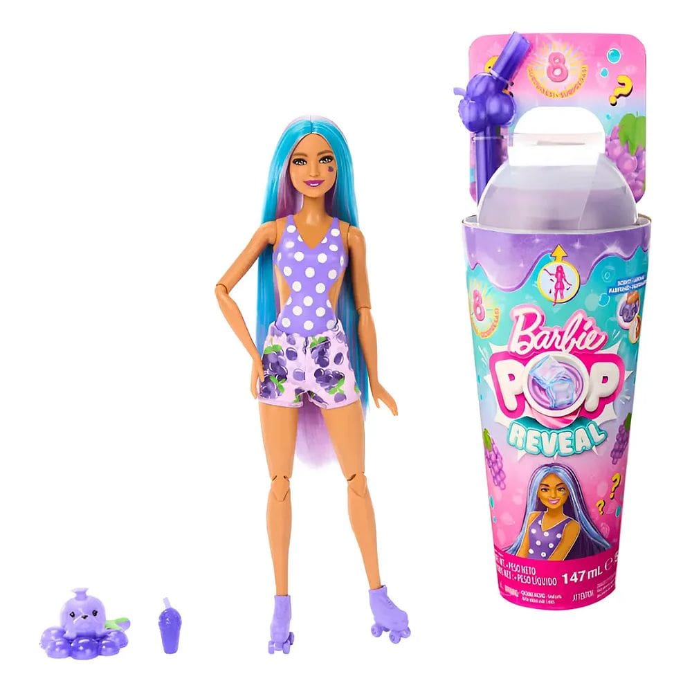 Boneca Barbie Pop Reveal Frutas 8 Surpresas Uva - Mattel