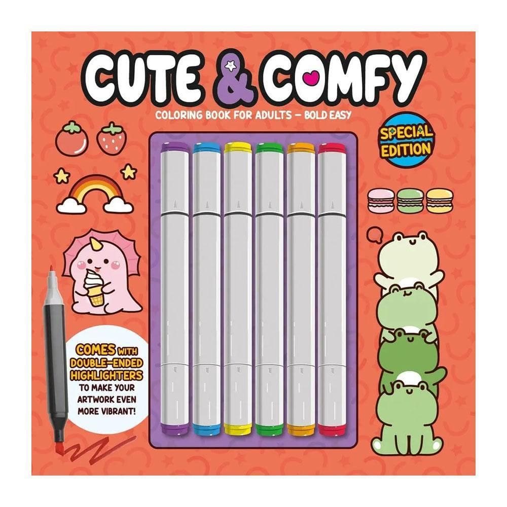 Livro De Colorir Cute & Comfy Vermelho Com 6 Marcadores