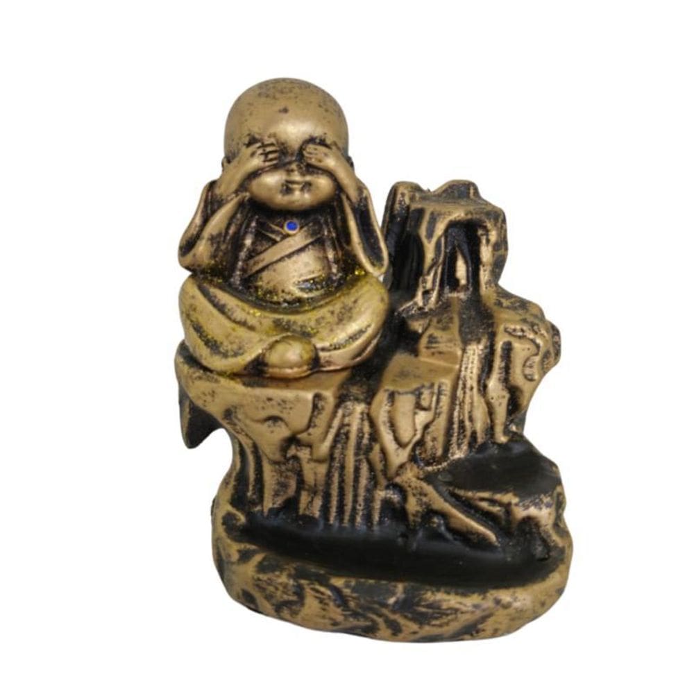 Escultura Buda Incensário Esotérico Cego 10 Cm
