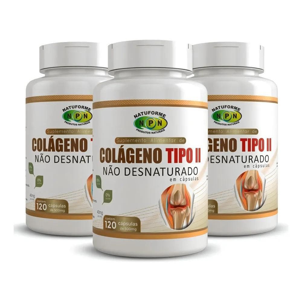 2X 3X Colageno Tipo 2 40Mg Joelho Coluna Cartilagem Natuform