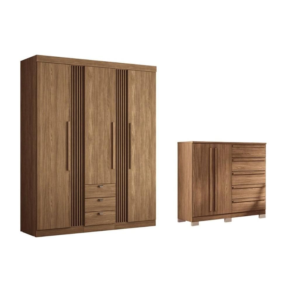 Guarda Roupa 2 Peças (1GuardaRoupa+1Cômoda) QC261 Jatobá - Santos Andirá