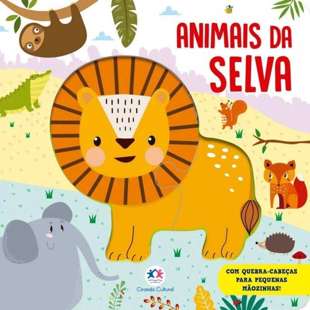 Livro Animais Da Selva - Quebra-Cabeça De 2 Peças