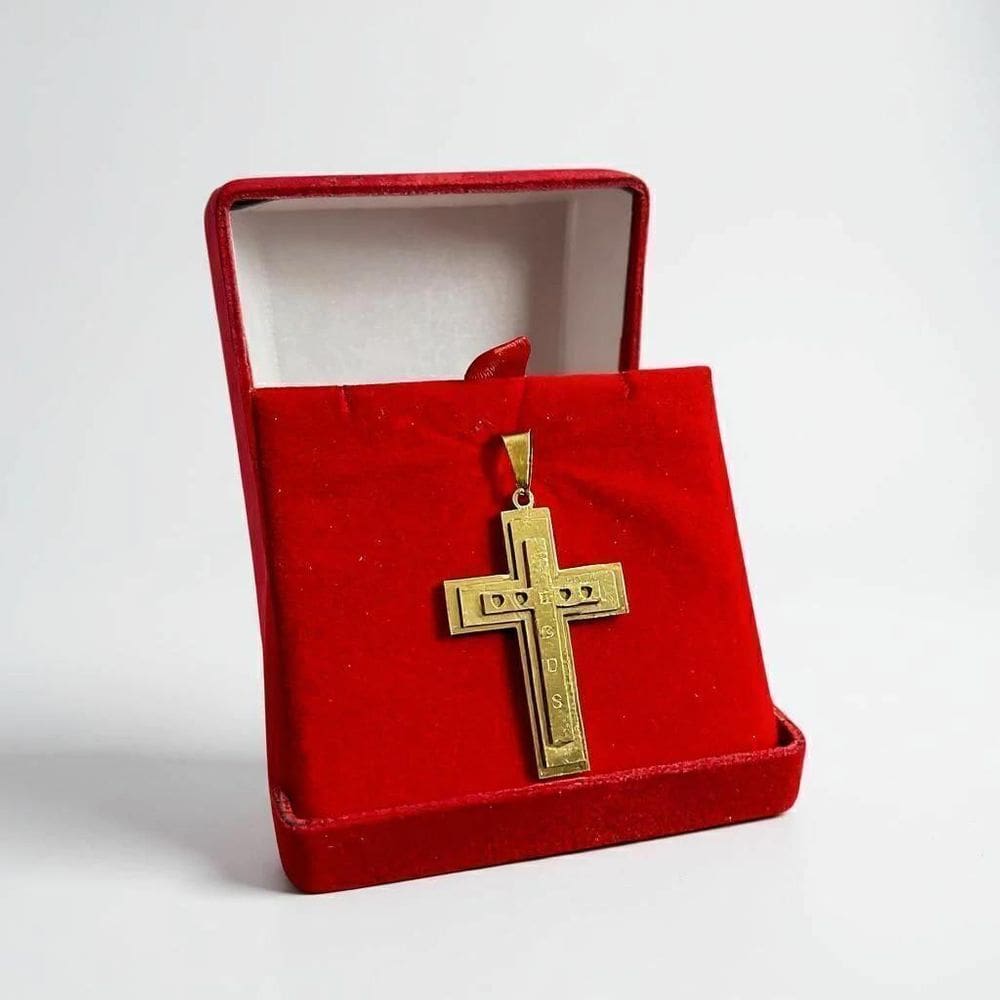 MP - Pingente Cruz Jesus M   Moeda Antiga Ban