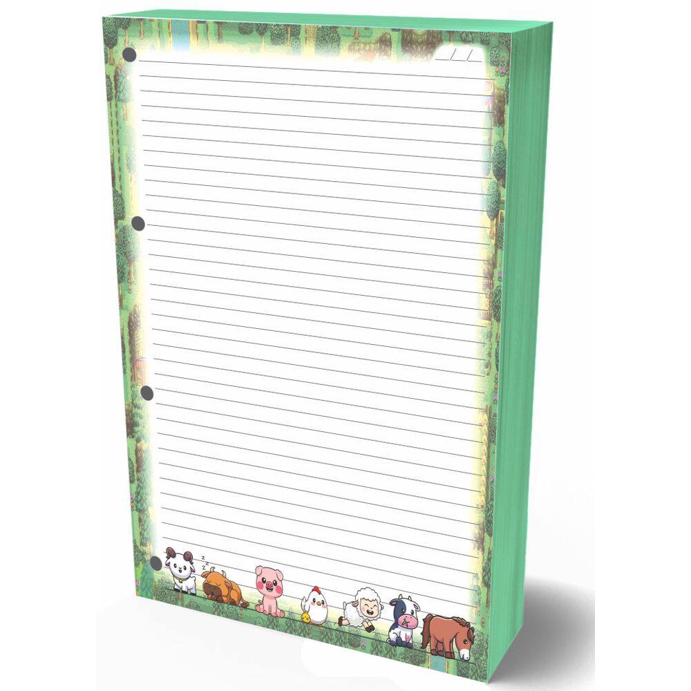 Refil Argolado 90G 80 Folhas Cute Fazenda Caderno Fichario