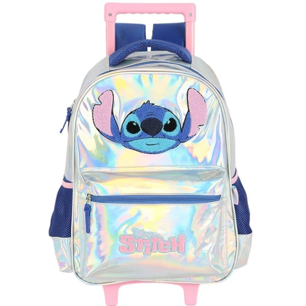 Mochila Escolar de Rodinhas STITCH Holografica Silver Luxcel IC41682SC