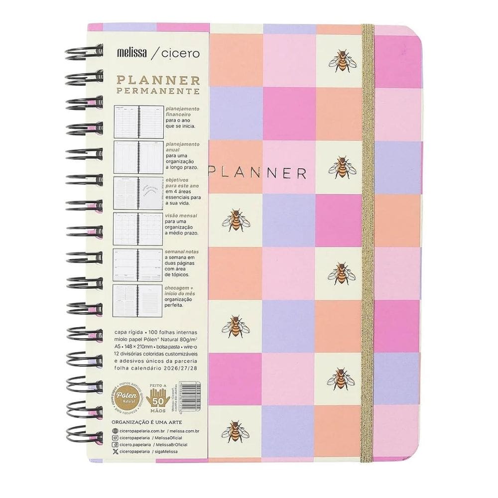 Planner Permanente Wire-O A5 Melissa Casinha Das Abelhas