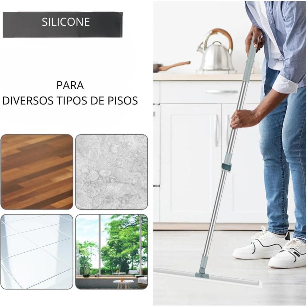 Super Kit 2 Rodos Vassoura Mágica Silicone 50Cm Cabo 160Cm