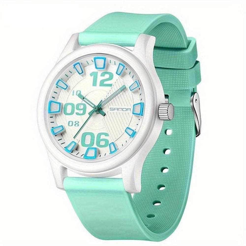 Relógio Feminino De Quartzo - à Prova D`água, Leve Com Pulseira De Silicone Lago Azul