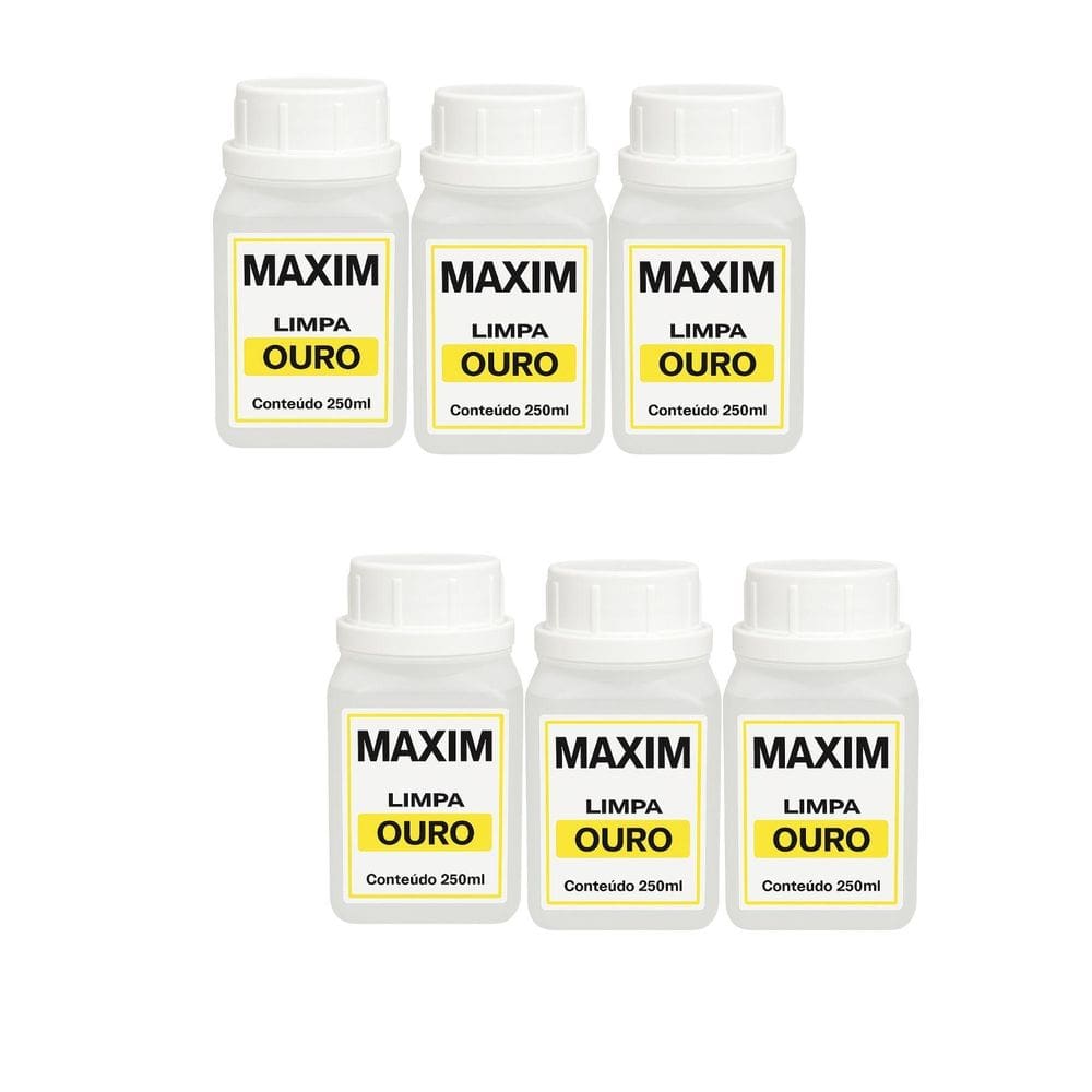 Kit 6Un Limpa Jóias Ouro Puro 18K Platina Maxim 250Ml Grande
