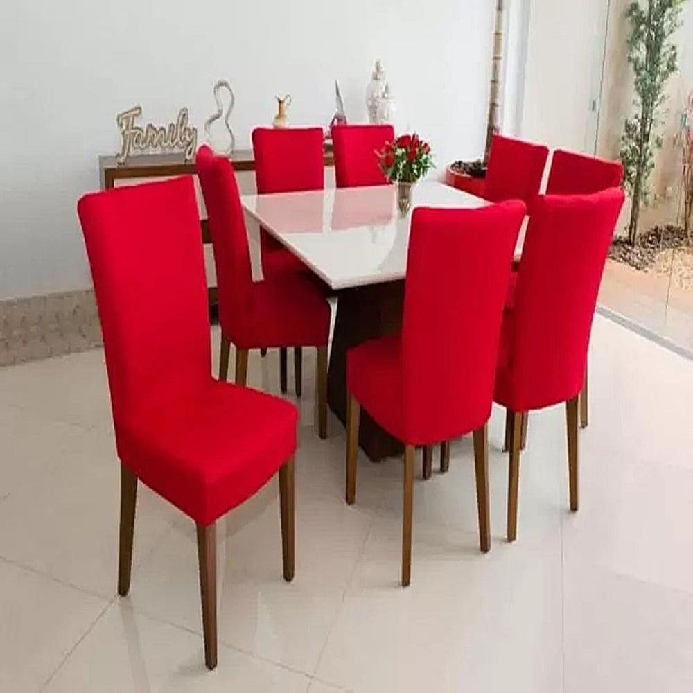 Kit 4 Capas De Cadeira Jantar Cozinha Lisa Com Elástico