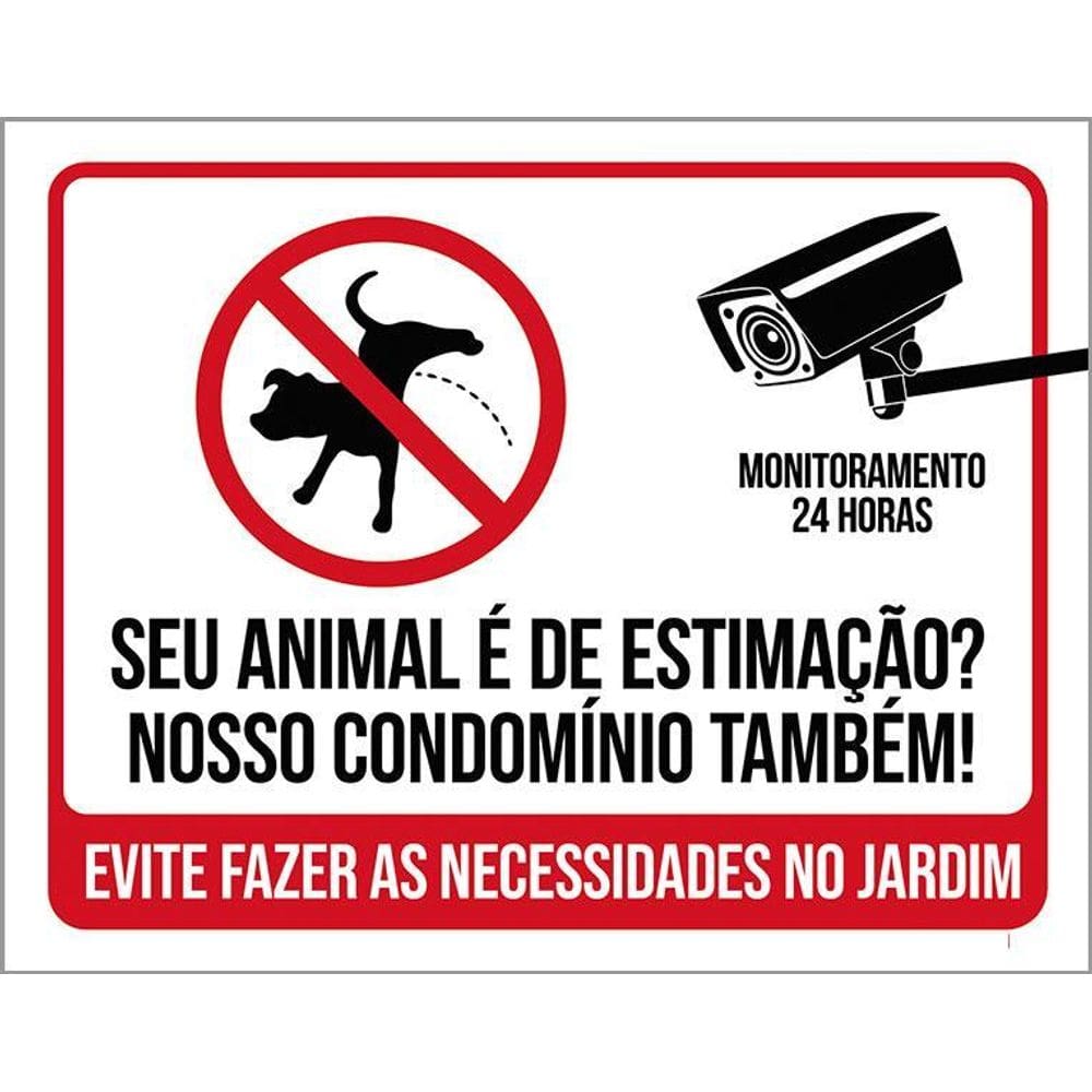 Placa Sinalização Animal Estimação Condomínio Jardim 36X46