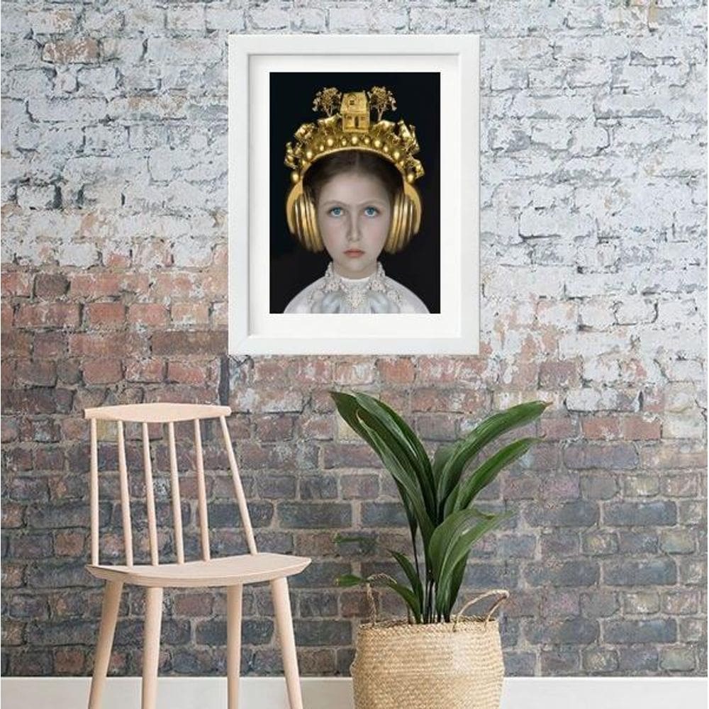 Quadro Foto Menina Fone Ouvido - 60X48Cm