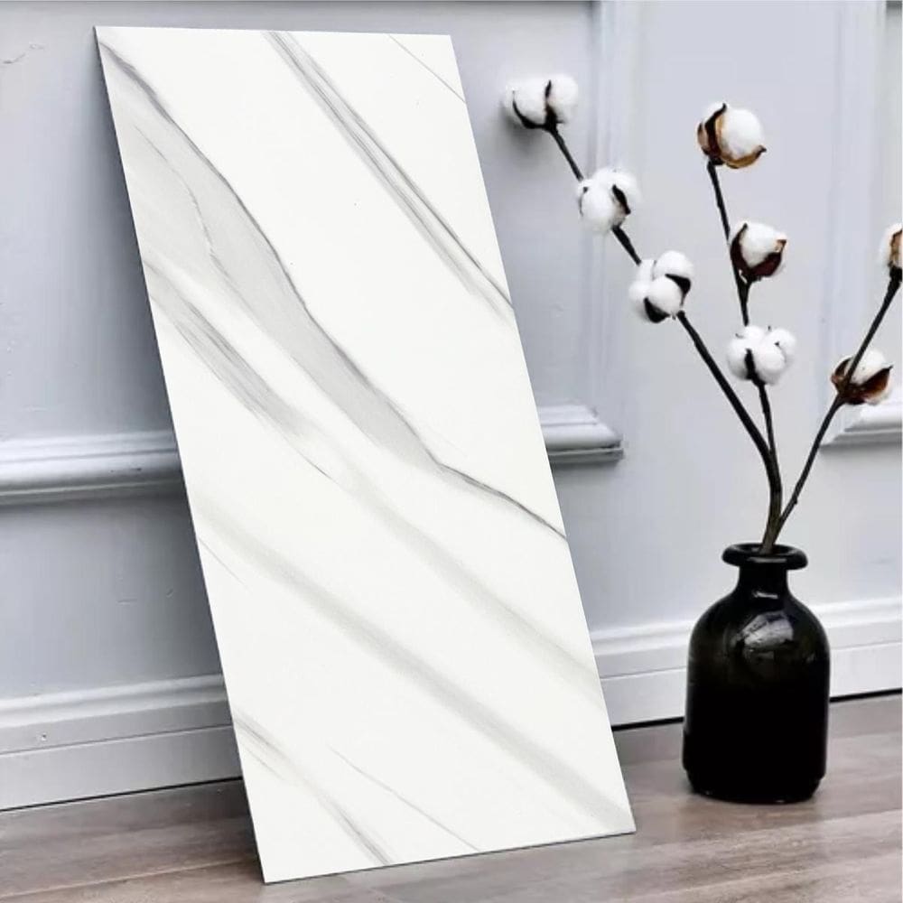 Placa Autocolante Vinílica Parede3D Mármore Carrara 10 Placa