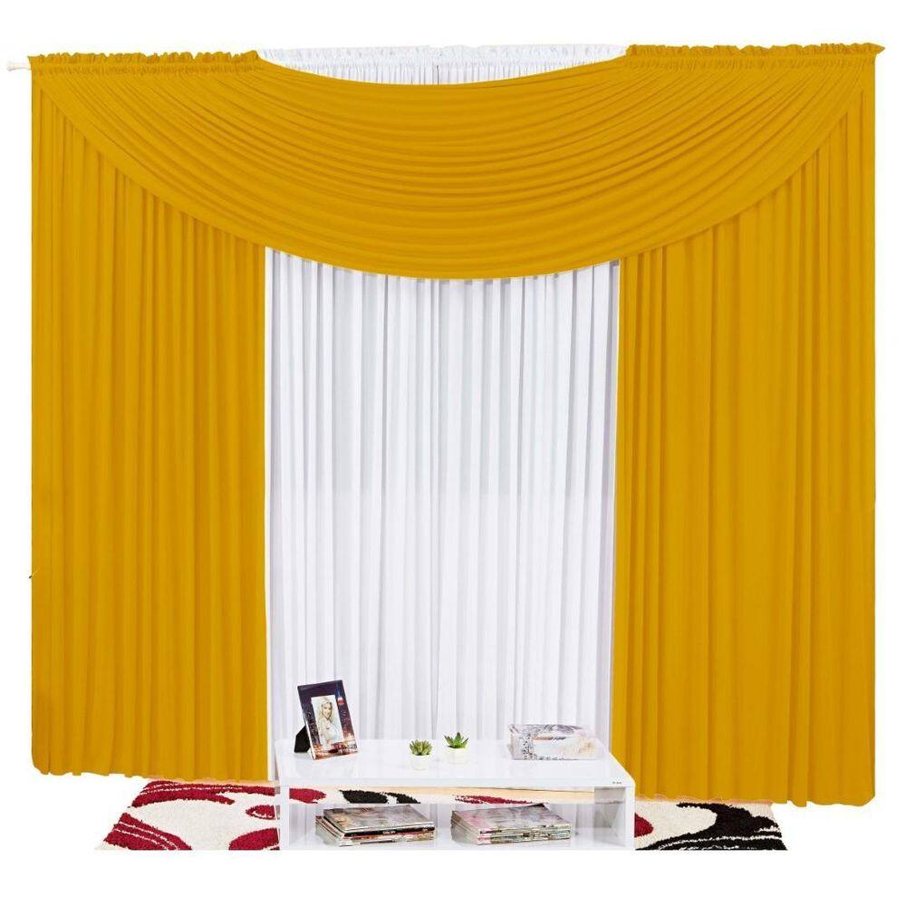 Cortina Em Malha Com Bando 3,00M X 2,50M - Mostarda
