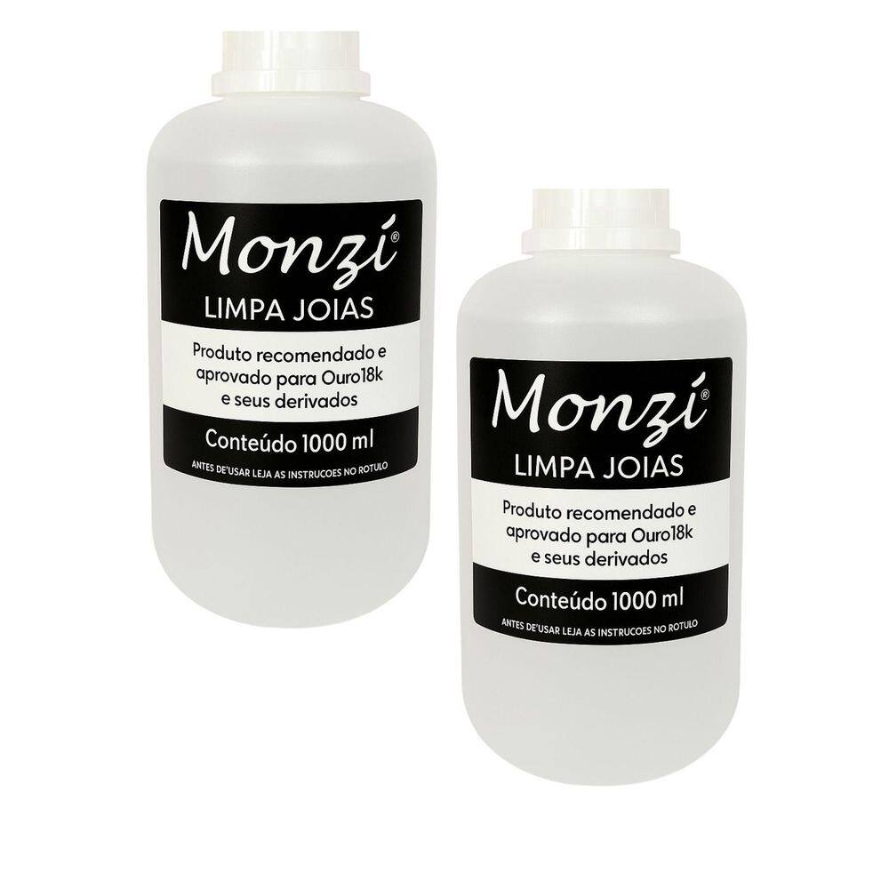 Kit 2 Limpa Jóias Monzi 1 Litro Grande 1000Ml Limpeza Ouro